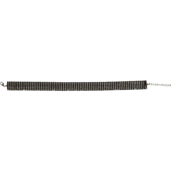 Collana da donna a fascia in nero pece con strass girocollo in metallo Nunalie