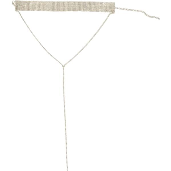 Collana da donna in grigio chiaro con strass girocollo lungo in metallo Nunalie