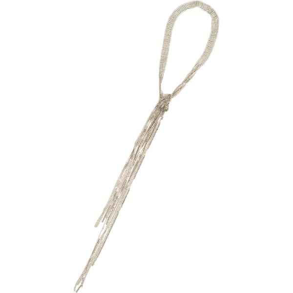 Collana da donna in grigio chiaro con strass lungo in metallo Nunalie