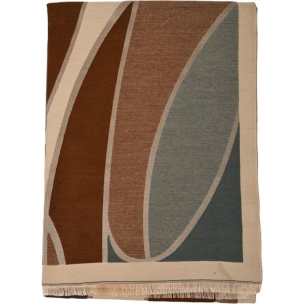 Sciarpa da donna in azzurro geometrica con frange corto in viscosa Nunalie