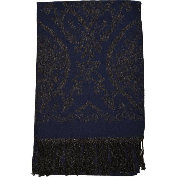 Sciarpa da donna in blu scuro paisley con frange Nunalie