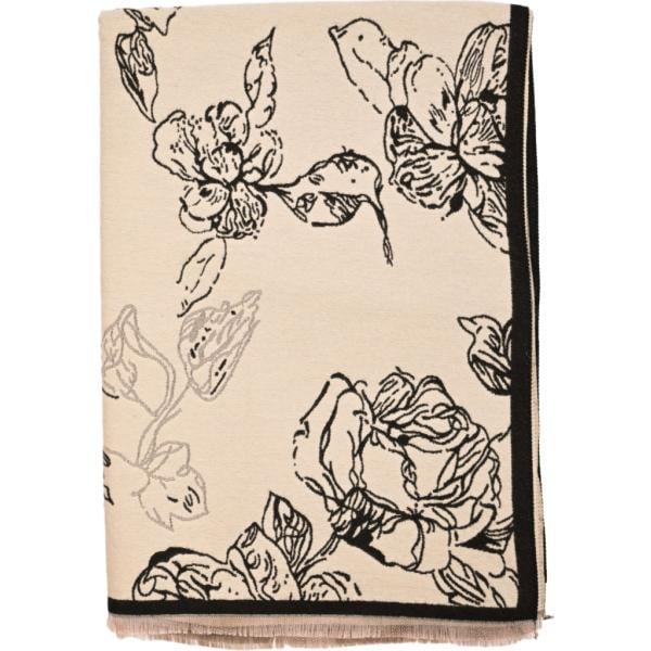 Sciarpa da donna in beige sabbia a fiori con frange corto Nunalie