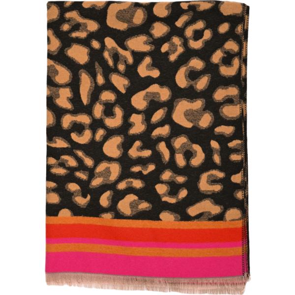 Sciarpa da donna in beige sabbia animalier con frange corto Nunalie