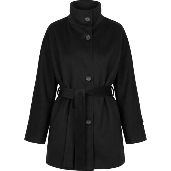 Cappotto da donna in nero pece collo alto con bottoni in viscosa Nunalie