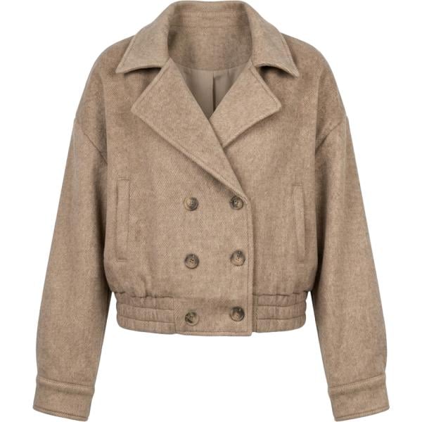Cappotto da donna doppiopetto in marrone chiaro Nunalie