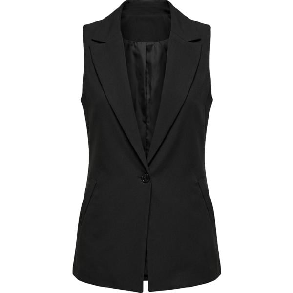 Gilet da donna in nero pece collo con revers lungo Nunalie