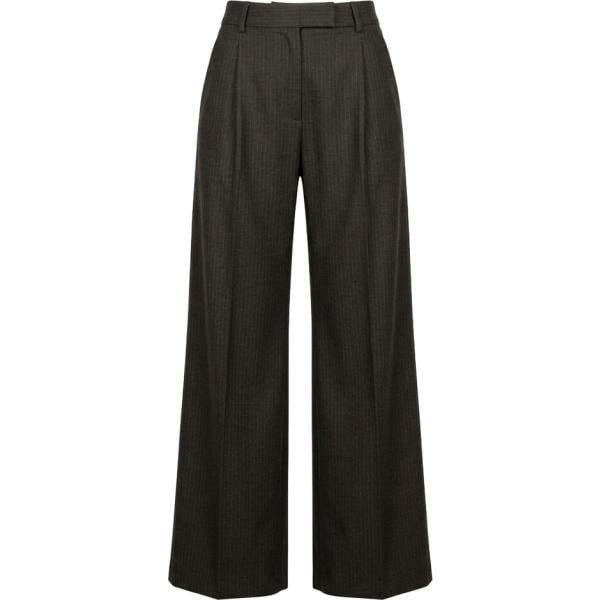 Pantaloni a palazzo da donna in marrone scuro lungo a vita alta in viscosa Nunalie Nunalie