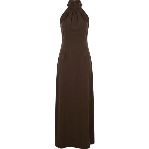 Vestito lungo da donna in marrone scuro con scollo lungo Nunalie Nunalie