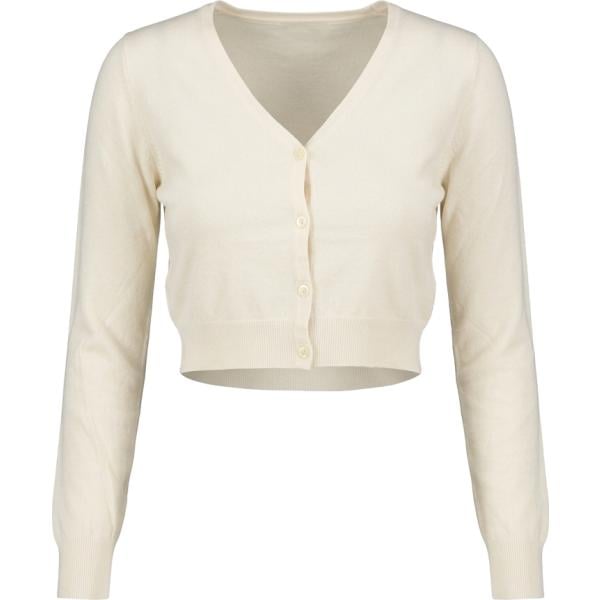 Cardigan da donna in beige sabbia collo a v corto a maniche lunghe con bottoni in viscosa Nunalie Nunalie