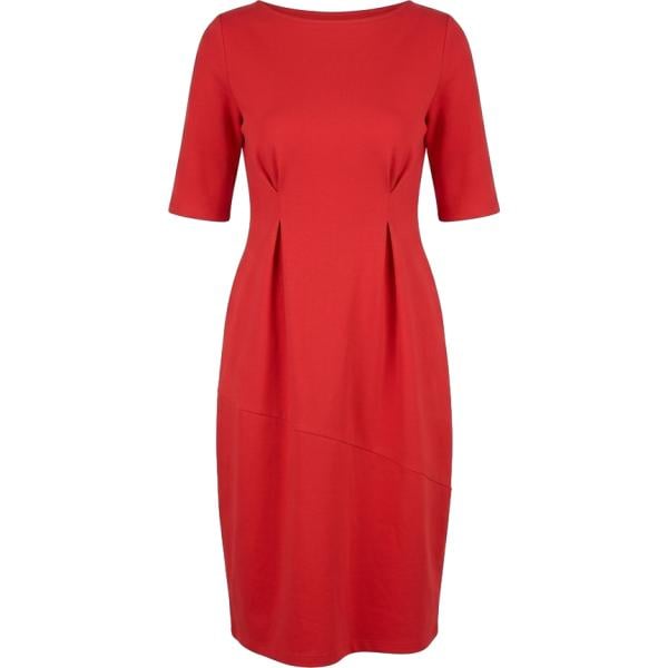 Vestito longuette/midi da donna in rosso classico con scollo modellante in viscosa Nunalie