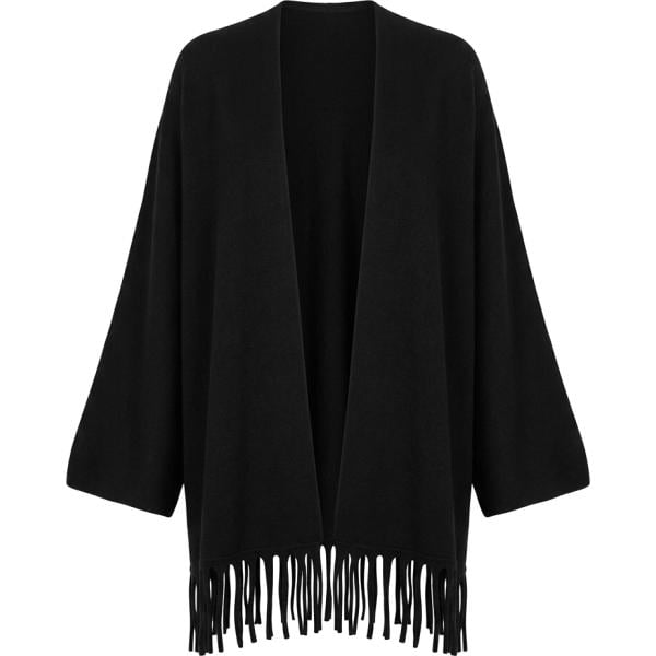Trench da donna in nero pece con frange Nunalie
