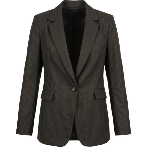 Giacca da donna in marrone scuro a righe collo con revers monopetto in viscosa Nunalie Nunalie