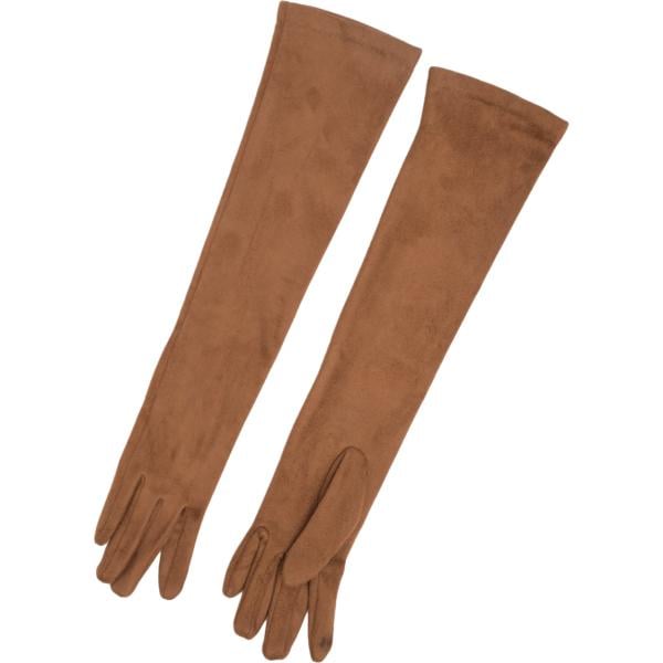 Guanti da donna in marrone scuro effetto scamosciato lungo senza maniche Nunalie Nunalie