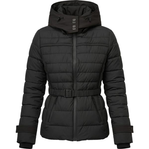 Piumino da donna in nero pece collo con cappuccio corto con zip Nunalie Nunalie