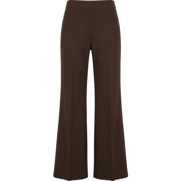 Pantaloni a palazzo da donna in marrone scuro lungo a vita alta in viscosa Nunalie