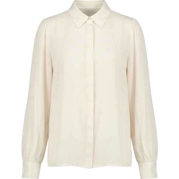 Camicia da donna in bianco neve con fiocco a maniche lunghe Nunalie