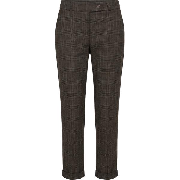 Pantaloni capri da donna in grigio scuro a quadri cropped a vita alta in viscosa Nunalie Nunalie