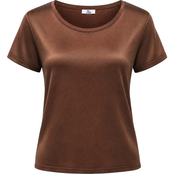 t-shirt I am marrone tinta unita