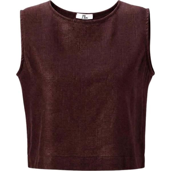Top da donna in marrone scuro con spalline corto senza maniche in viscosa I am