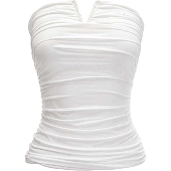 top I am bianco tinta unita