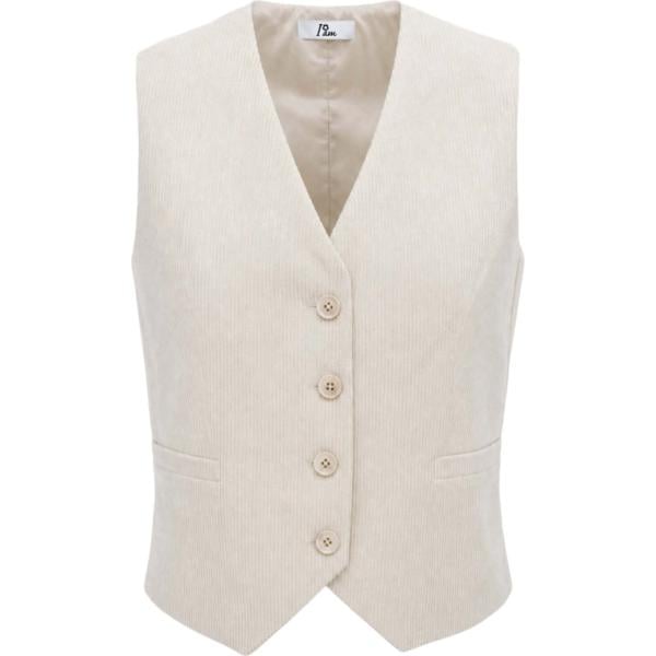 Gilet da donna in bianco avorio collo a v maxi senza maniche con bottoni I am I am