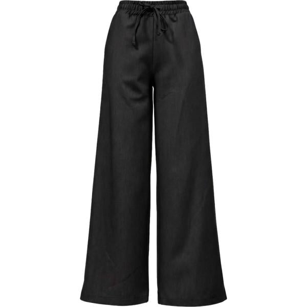 Pantaloni da donna intero in nero pece maxi con bottoni in viscosa I am