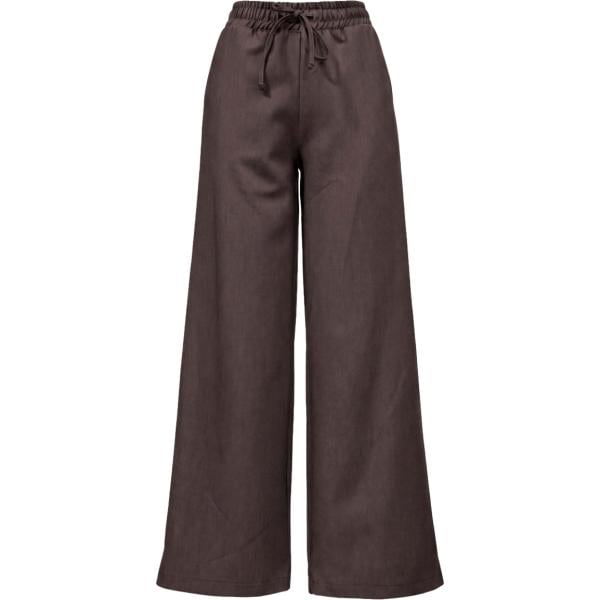 Pantaloni da donna intero in marrone scuro maxi con bottoni in viscosa I am
