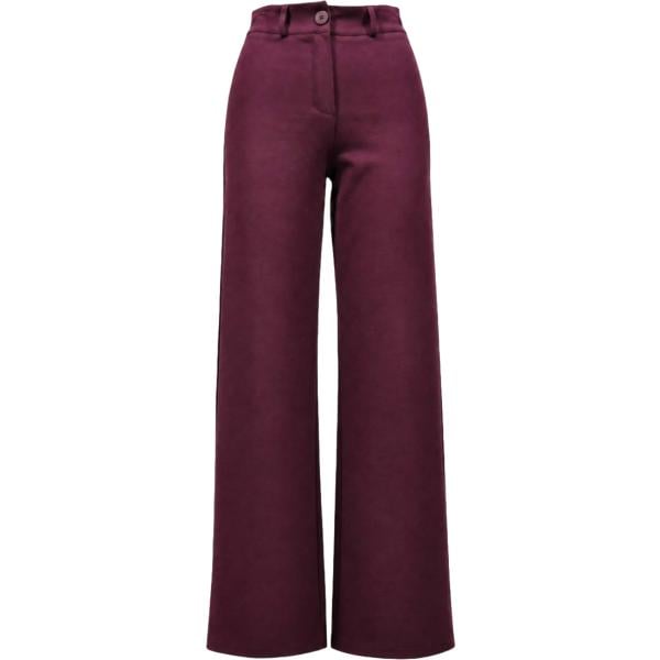 Pantaloni da donna intero in marrone scuro maxi a vita alta con bottoni in viscosa I am