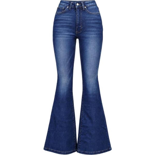 Jeans bootcut da donna in blu scuro maxi con bottoni in viscosa I am