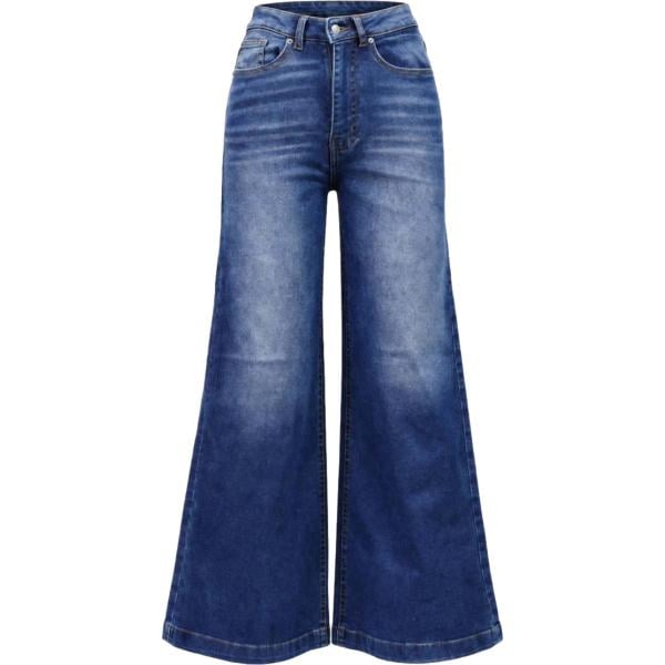 Jeans da donna in blu medio maxi a vita alta con zip in viscosa I am I am