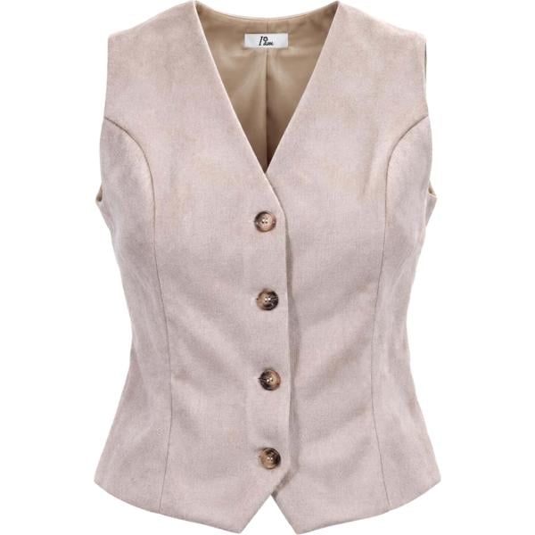 Gilet da donna in viola chiaro collo a v completo con bottoni I am I am