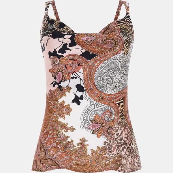 Top mujer light brown con diseños con tirantes sin mangas viscosa Marciano Guess