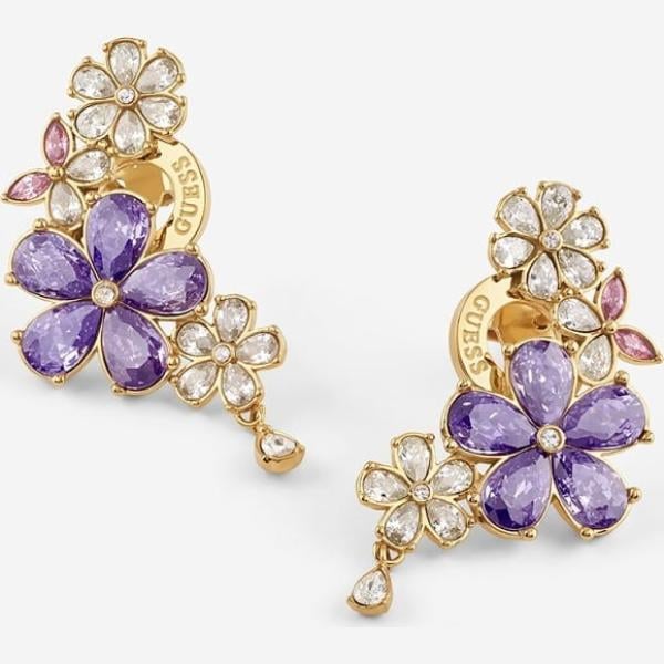 pendientes Guess blanco de flores