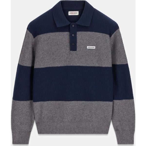 polo Guess Jeans gris de rayas