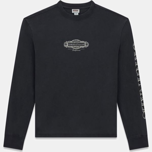 Camiseta hombre oversize jet black con diseños corto de manga larga Guess