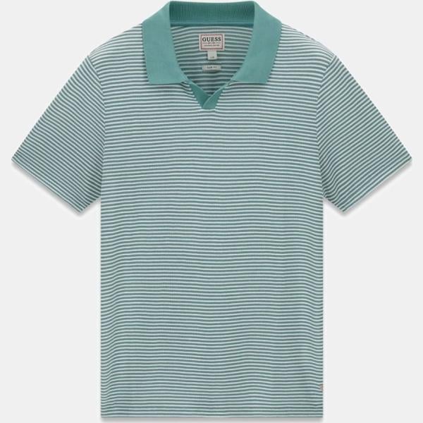 Polo hombre snow white de rayas cuello polo de manga corta de punta algodón Guess