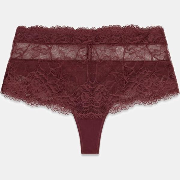 Tanga mujer marrón oscuro con cordones cintura alta Guess