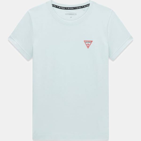 Camiseta mujer violeta claro con diseños corto de manga corta de punta Guess