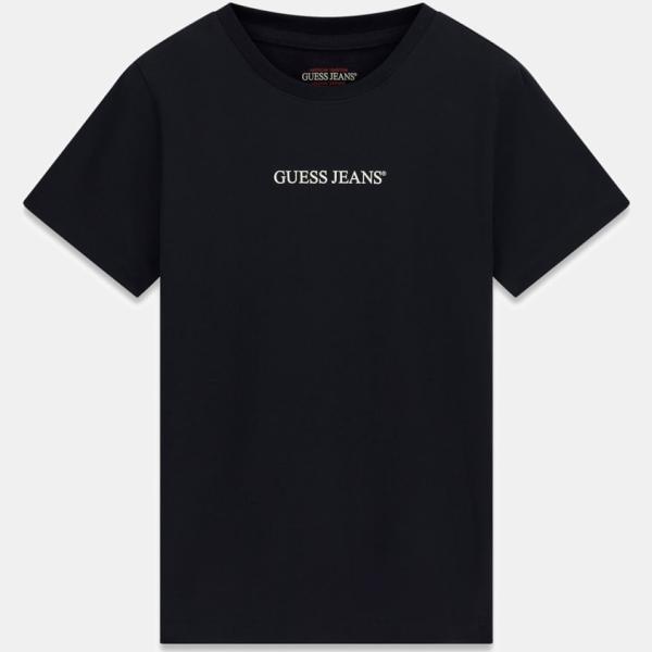 Camiseta mujer mini jet black con diseños de manga corta de punta Guess Jeans