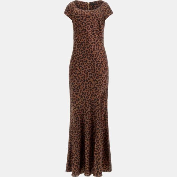 vestidos largos Guess marrón animalier