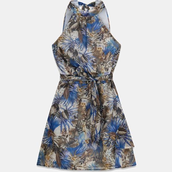 Vestido corto mujer snow white de flores corto sin mangas con lazos Guess