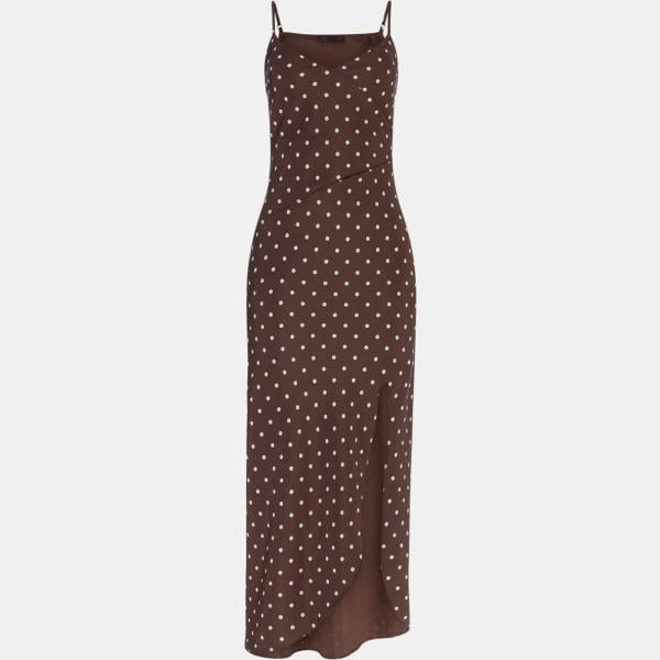 vestidos asimétricos Guess marrón de lunares