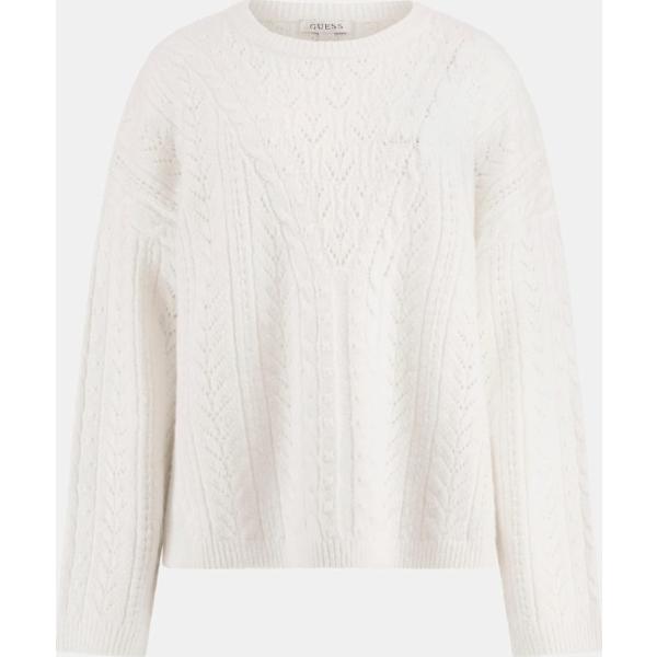 Jersey mujer ivory white de manga larga lana Guess