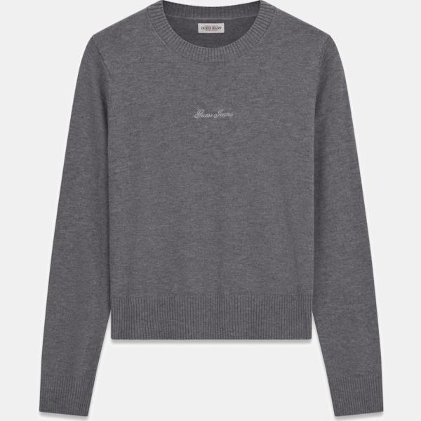 Jersey mujer gris oscuro de manga larga lana Guess Jeans