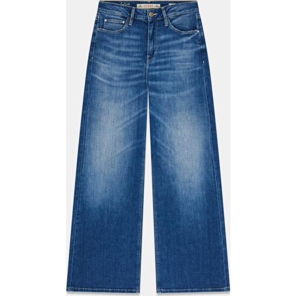 vaqueros pata de elefante Guess blanco