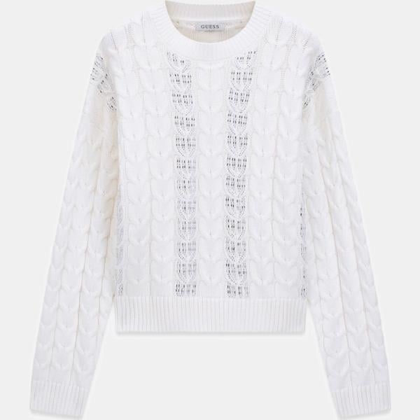 Jersey mujer snow white con perlas largo de manga larga algodón Guess