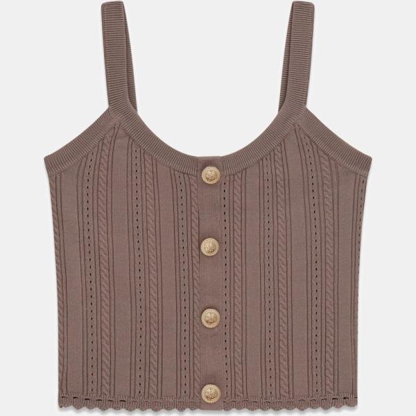 Top mujer snow white corto sin mangas de punta viscosa Guess