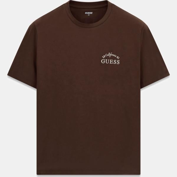 Camiseta hombre marrón oscuro de manga corta Guess