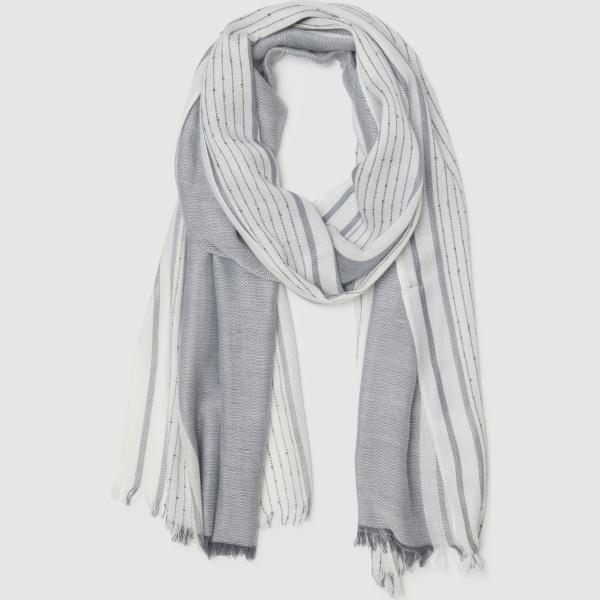 Bufanda y fular hombre ivory white de rayas con flecos conjunto viscosa Ovs