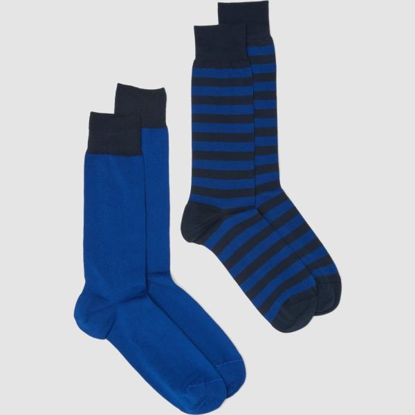 Calcetines hombre dark blue de rayas algodón Piombo